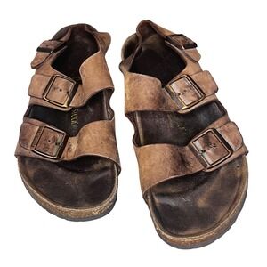 Birkenstock Milano Sandals Tobacco Brown Leather Oiled Mens 9 Womens 11 EU 42